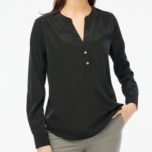 J. Crew Factory Popover placket blouse Black